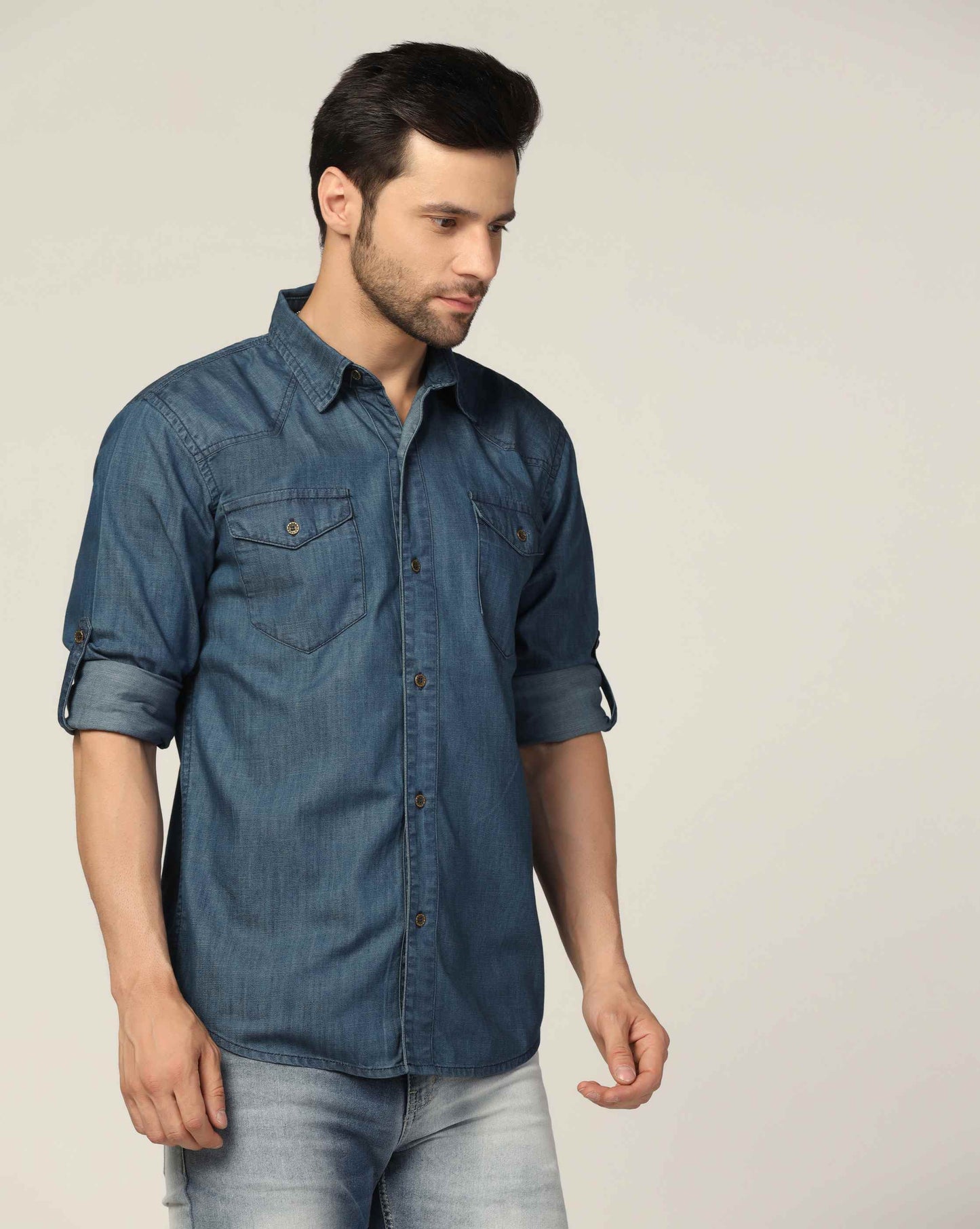 Kagad Jeans Mens Slim Fit Shirt Ocean Blue - Style Code "KGDSHT-403055