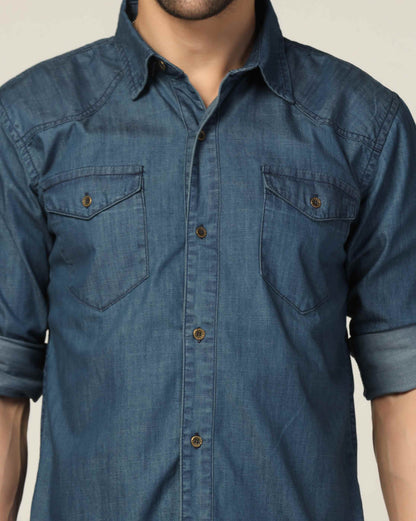 Kagad Jeans Mens Slim Fit Shirt Ocean Blue - Style Code "KGDSHT-403055