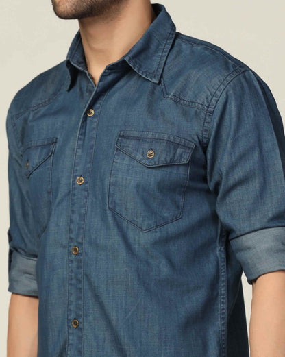 Kagad Jeans Mens Slim Fit Shirt Ocean Blue - Style Code "KGDSHT-403055