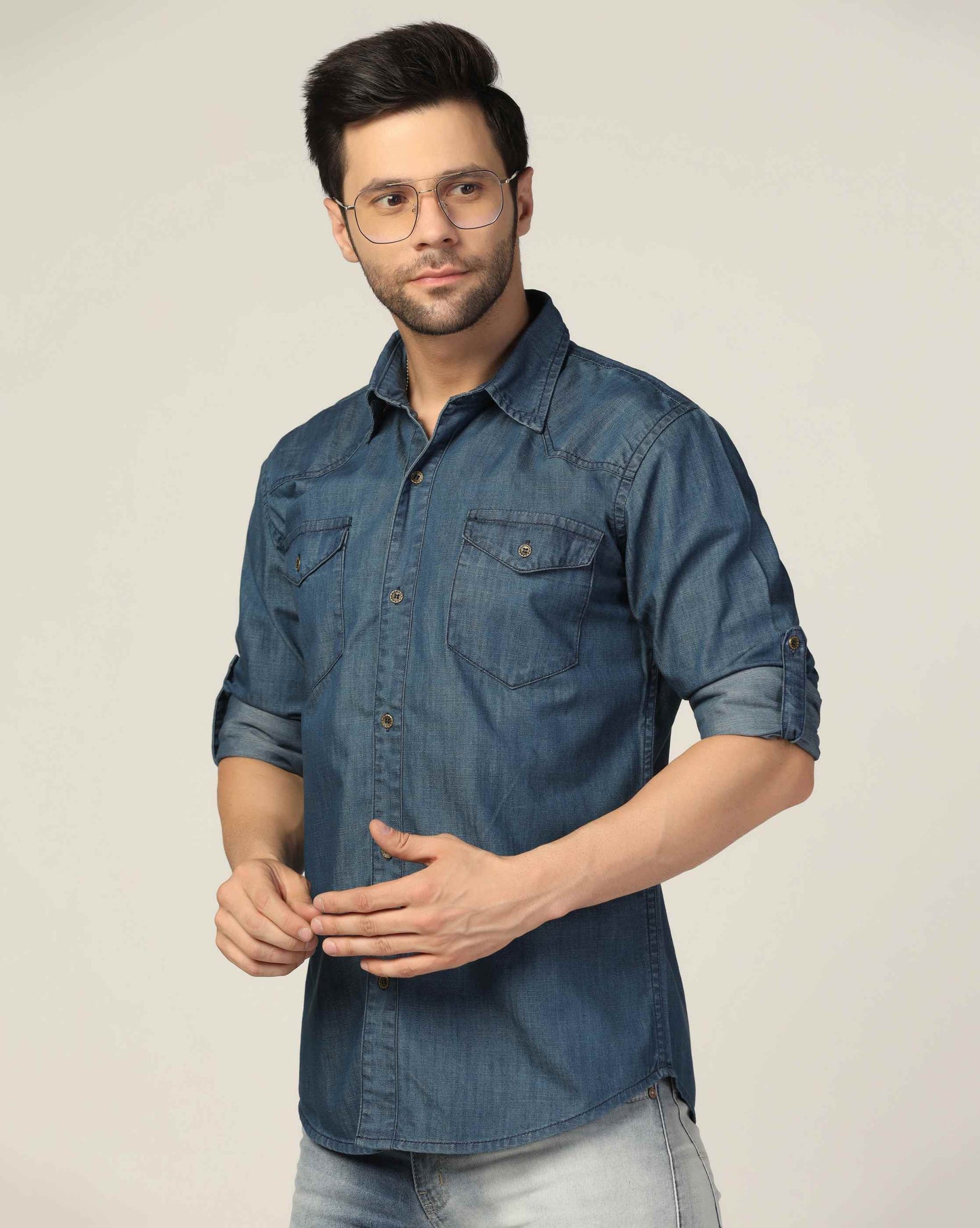 Kagad Jeans Mens Slim Fit Shirt Ocean Blue - Style Code "KGDSHT-403055
