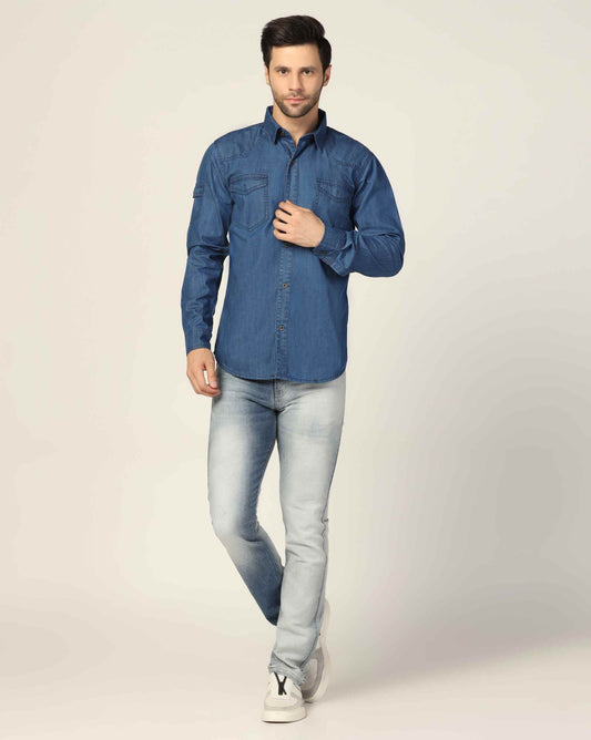 Kagad Jeans Mens Slim Fit Shirt Storm Blue - Style Code "KGDSHT-403057