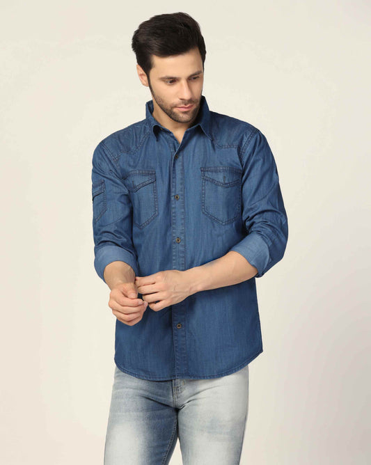 Kagad Jeans Mens Slim Fit Shirt Storm Blue - Style Code "KGDSHT-403057