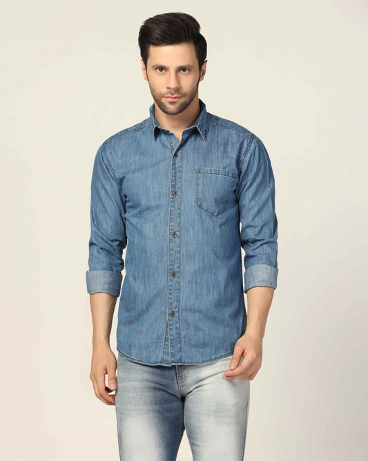 Kagad Jeans Mens Slim Fit Shirt Breeze Blue - Style Code "KGDSHT-403058