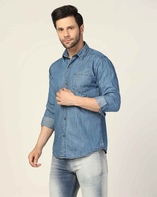 Kagad Jeans Mens Slim Fit Shirt Breeze Blue - Style Code "KGDSHT-403058