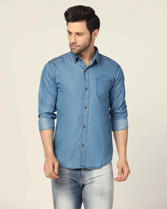 Kagad Jeans Mens Slim Fit Shirt Aqua Blue - Style Code "KGDSHT-403059