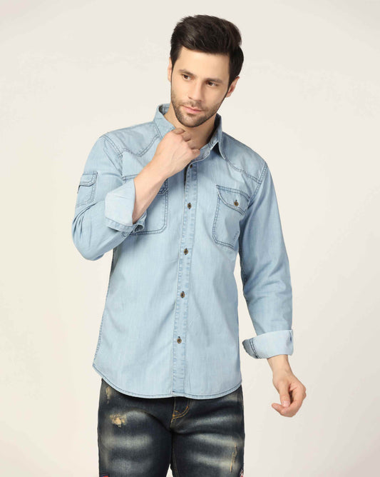 Kagad Jeans Mens Slim Fit Shirt Arctic Blue - Style Code "KGDSHT-403060