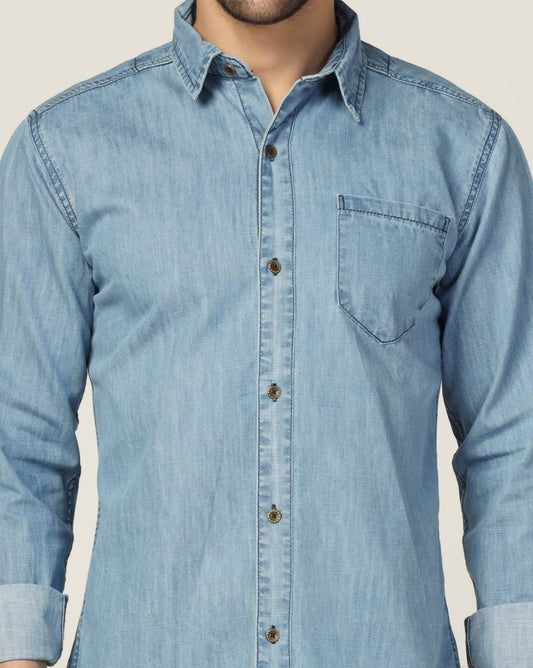 Kagad Jeans Mens Slim Fit Shirt Light Aqua Blue - Style Code "KGDSHT-403062