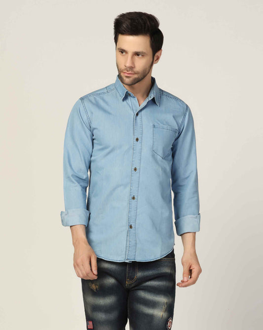 Kagad Jeans Mens Slim Fit Shirt Light Blue - Style Code "KGDSHT-403063