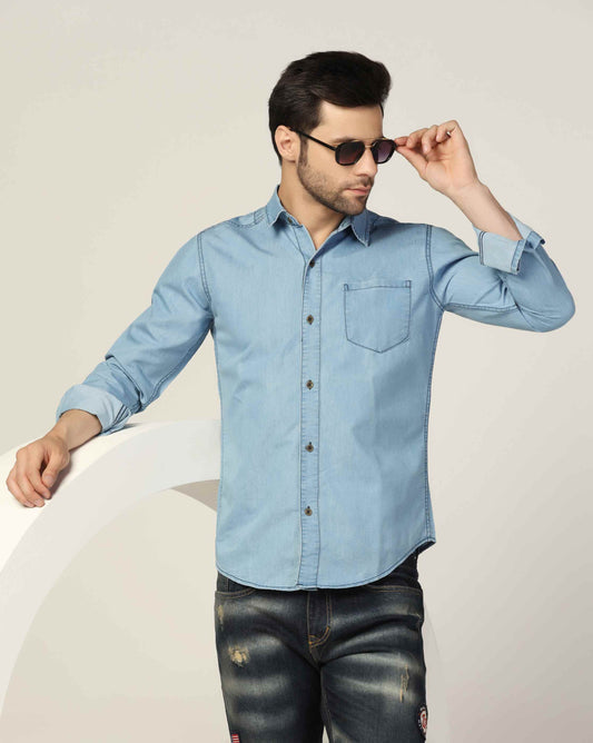 Kagad Jeans Mens Slim Fit Shirt Light Blue - Style Code "KGDSHT-403063