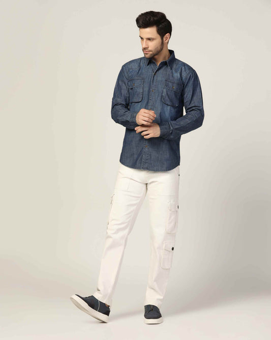 Kagad Jeans Mens Slim Fit Shirt Dark Faded Blue - Style Code "KGDSHT-403052