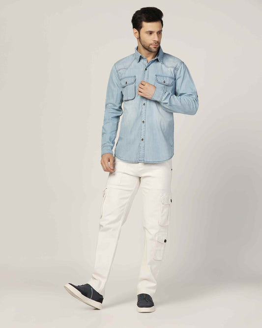 Kagad Jeans Mens Slim Fit Shirt Arctic Blue - Style Code "KGDSHT-403051