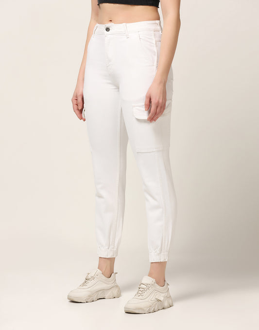 Kagad Jeans Womens High Rise Regular Fit White Denim Jeans Jogger - Style Code "KGDJGR-404005