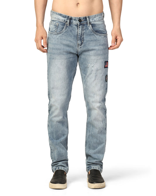 Kagad Jeans Mens Regular Fit badges Two Tone Air Blue Jeans - Style Code "KGDJN-403027