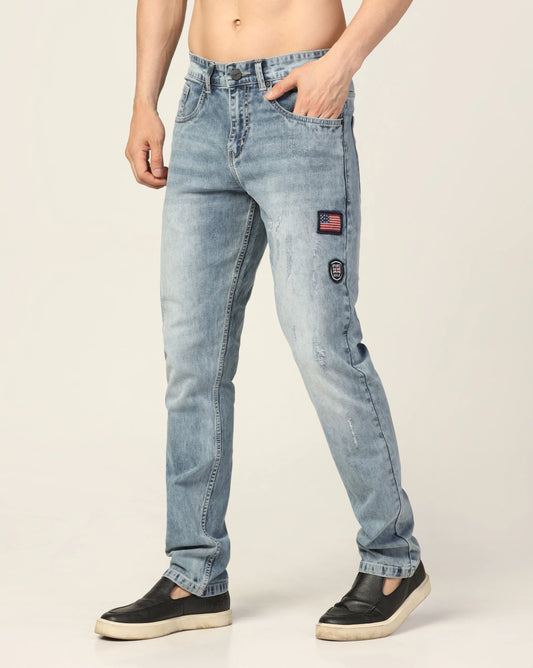 Kagad Jeans Mens Regular Fit badges Two Tone Air Blue Jeans - Style Code "KGDJN-403027