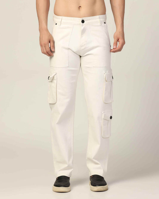 Kagad Jeans Mens Regular Fit White Cargo Jeans - Style Code "KGDCRG-403050