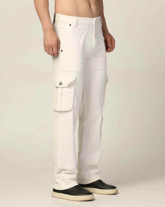 Kagad Jeans Mens Regular Fit White Cargo Jeans - Style Code "KGDCRG-403050