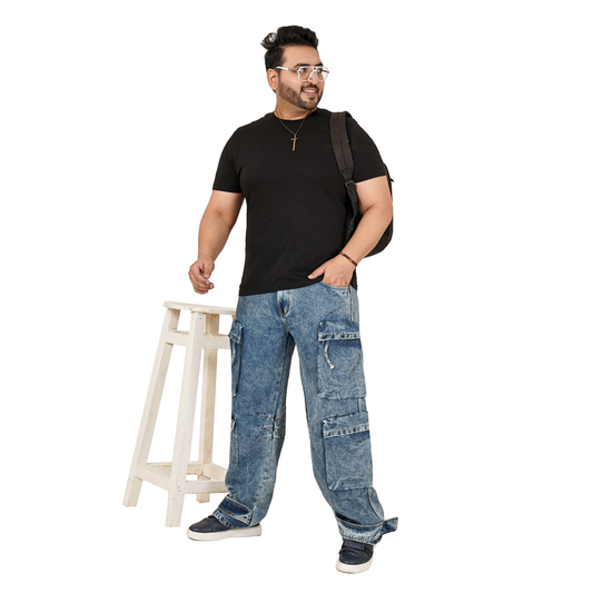Men's Plus Size Denim Cargo KGDCR-406094