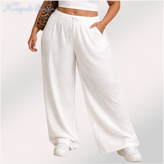 Womens elasticated High Rise waist loose straight fit Palazo Pajama KGDJNS-404051