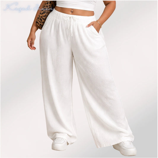 Womens elasticated High Rise waist loose straight fit Palazo Pajama KGDJNS-404051