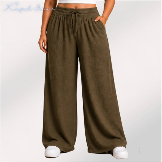 Womens elasticated High Rise waist loose straight fit Palazo Pajama KGDJNS-404059