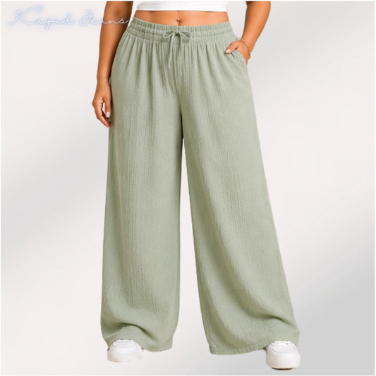 Womens elasticated High Rise waist loose straight fit Palazo Pajama KGDJNS-404064