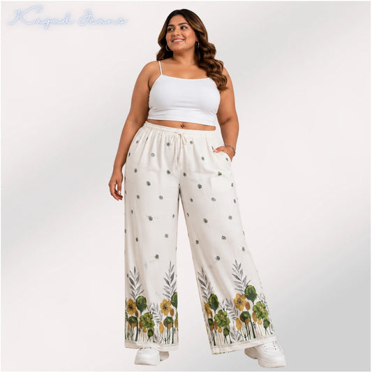 Womens elasticated High Rise waist loose straight fit Palazo KGDJNS-404072