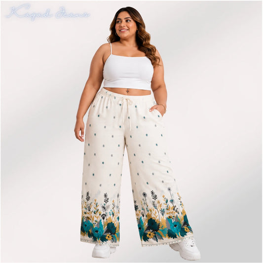 Womens elasticated High Rise waist loose straight fit Palazo KGDJNS-404073