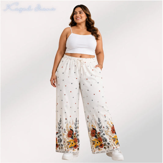 Womens elasticated High Rise waist loose straight fit Palazo KGDJNS-404079