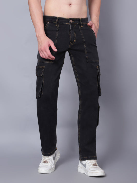 Kagad Jeans Mens Regular Fit Black Cargo Jeans - Style Code "KGDCRG-403068