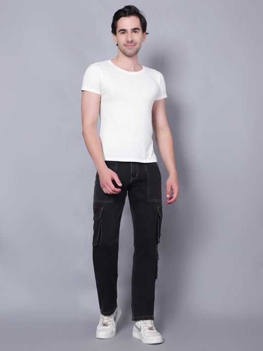 Kagad Jeans Mens Regular Fit Black Cargo Jeans - Style Code "KGDCRG-403068