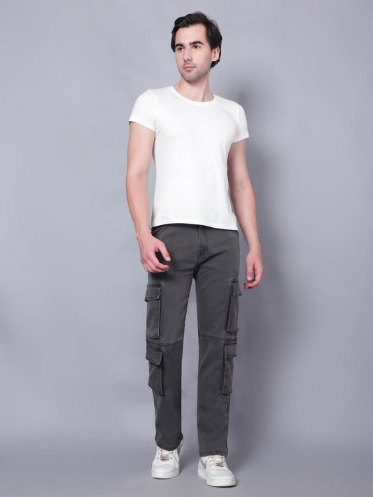 Kagad Jeans Mens Regular Fit Charcoal Black Cargo Jeans - Style Code "KGDCRG-403069