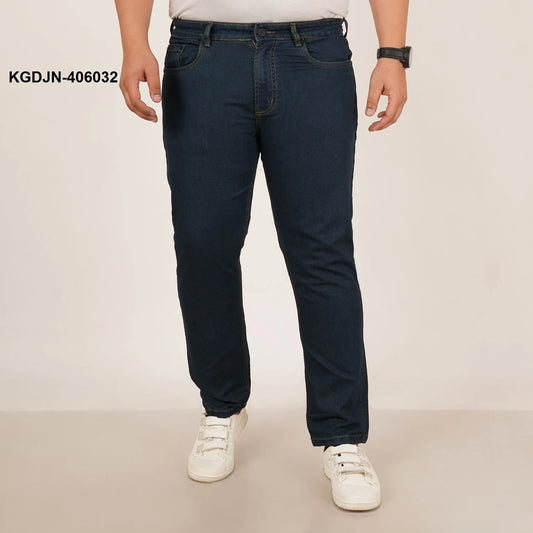 Kagad Jeans Mens Plus Size Regular Fit Deep Ocean Blue Color Denim Jeans - Style Code "KGDJN-406032