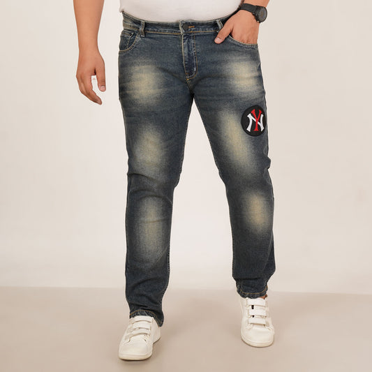 Kagad Jeans Mens Plus Size Regular Fit Aged Indigo Blue Color Denim Jeans - Style Code "KGDJN-406033