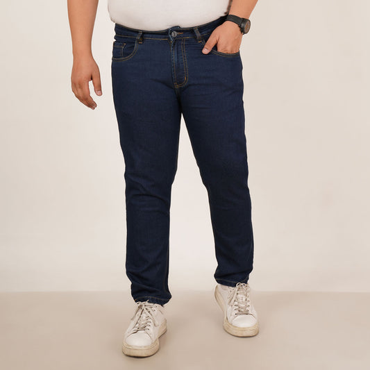 Kagad Jeans Mens Plus Size Regular Fit Mid Night Blue Color Denim Jeans - Style Code "KGDJN-406034