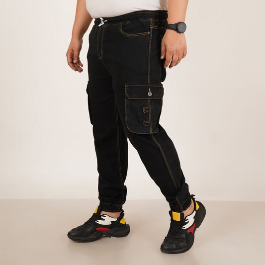 Kagad Jeans Mens Plus Size Loose Fit Black Color Denim Jogger - Style Code "KGDJGR-406052