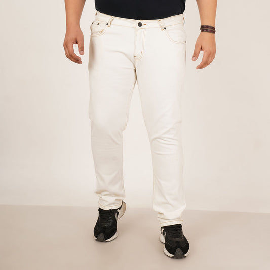 Kagad Jeans Mens Plus Size Regular Fit White Color Denim Jeans - Style Code "KGDJN-406028