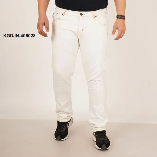 Kagad Jeans Mens Plus Size Regular Fit White Color Denim Jeans - Style Code "KGDJN-406028