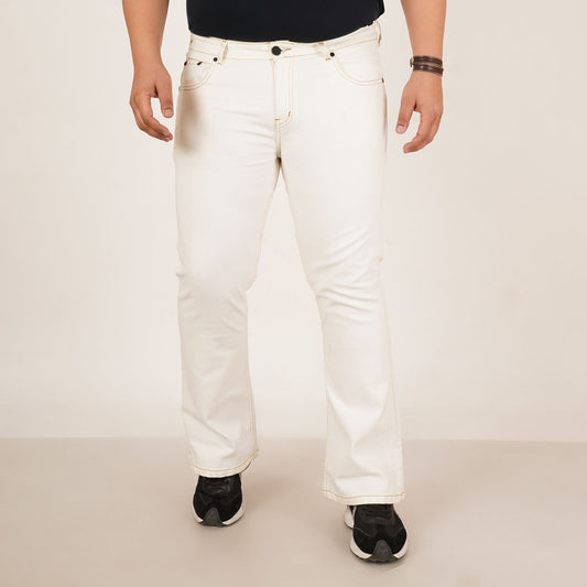 Kagad Jeans Mens Plus Size Boot Fit White Color Denim Jeans - Style Code "KGDJN-406017