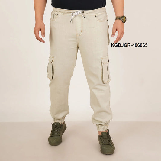 Kagad Jeans Mens Plus Size Loose Fit Pista Cream Color Denim Jogger - Style Code "KGDJGR-406065