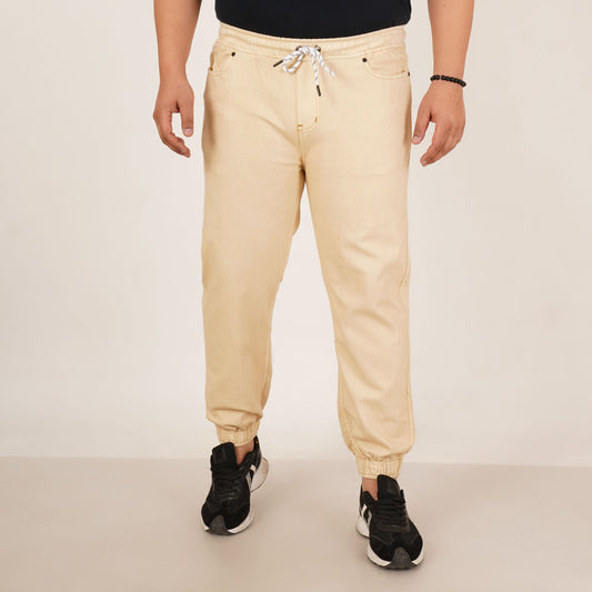 Kagad Jeans Mens Plus Size Loose Fit Rich Cream Color Denim Jogger - Style Code "KGDJGR-406072