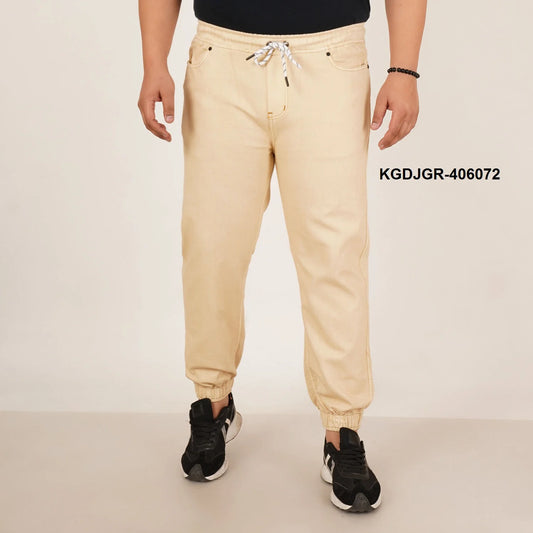 Kagad Jeans Mens Plus Size Loose Fit Rich Cream Color Denim Jogger - Style Code "KGDJGR-406072