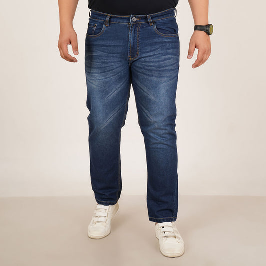 Kagad Jeans Mens Plus Size Regular Fit Mid Night Blue Color Denim Jeans - Style Code "KGDJN-406044