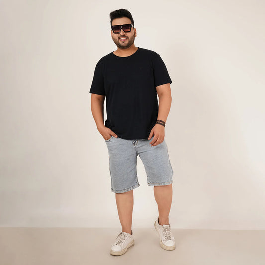 Kagad Jeans Mens Plus Size Loose Water Blue Color Denim Short - Style Code "KGDST-406081