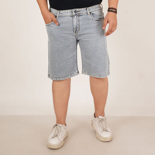 Kagad Jeans Mens Plus Size Loose Water Blue Color Denim Short - Style Code "KGDST-406081