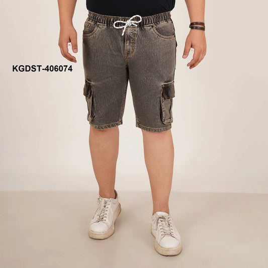 Kagad Jeans Mens Plus Size Loose Fit Charcoal Grey Color Denim Cargo Pocket Short - Style Code "KGDST-406074