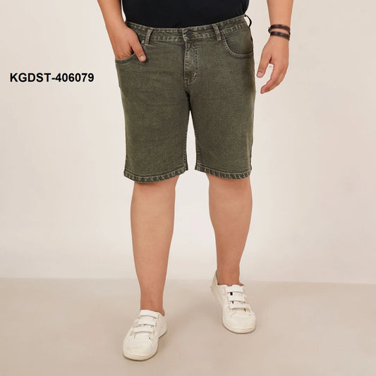 Kagad Jeans Mens Plus Size Loose Fit Olive Color Denim Short - Style Code "KGDST-406079