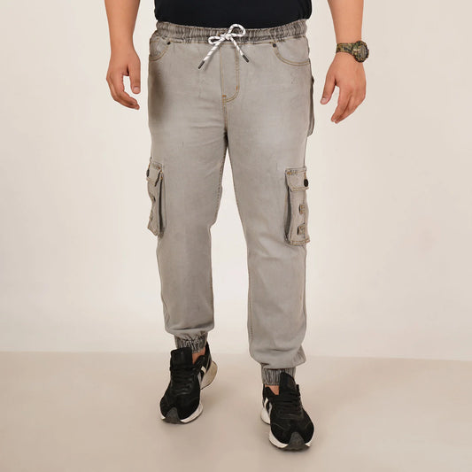 Kagad Jeans Mens Plus Size Loose Fit Light Grey Color Denim Jogger - Style Code "KGDJGR-406060