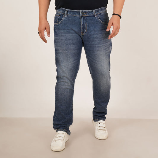 Kagad Jeans Mens Plus Size Regular Fit Sea Blue Tint Color Denim Jeans - Style Code "KGDJN-406046