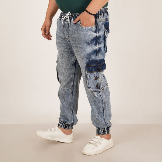 Kagad Jeans Mens Plus Size Loose Fit Air Blue Tint Color Denim Jogger - Style Code "KGDJGR-406058