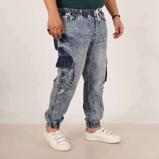 Kagad Jeans Mens Plus Size Loose Fit Air Blue Tint Color Denim Jogger - Style Code "KGDJGR-406058